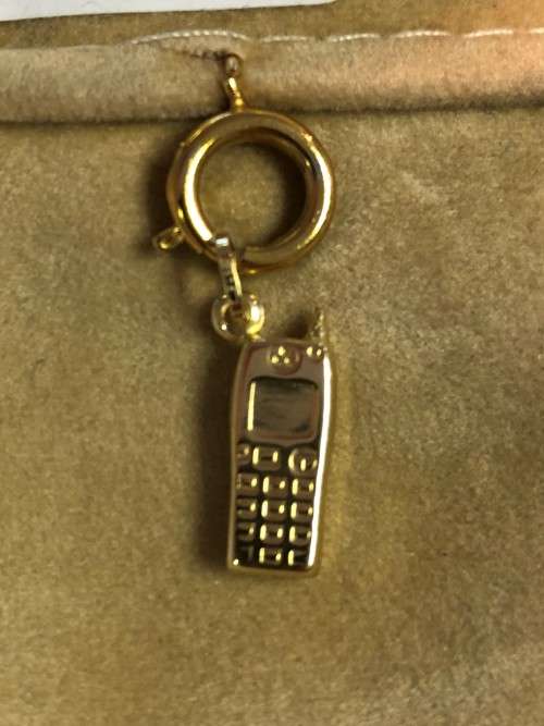 9K   solid  9 carat Yellow Gold - small cellphone  pendant