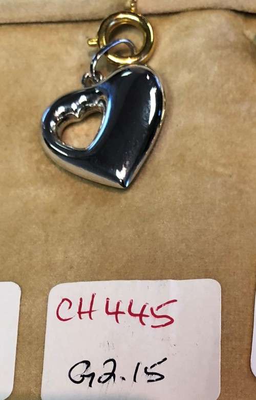 9K solid 9 carat White Gold - Imported Large Puffed Heart pendant, with heart cutout