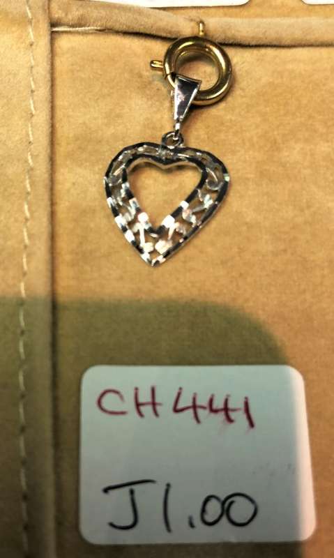 9K solid 9 carat White Gold -Imported Large Filigree Heart pendant