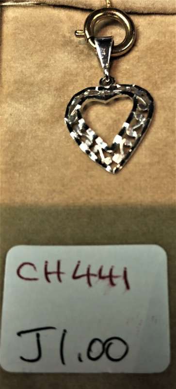 9K solid 9 carat White Gold -Imported Large Filigree Heart pendant