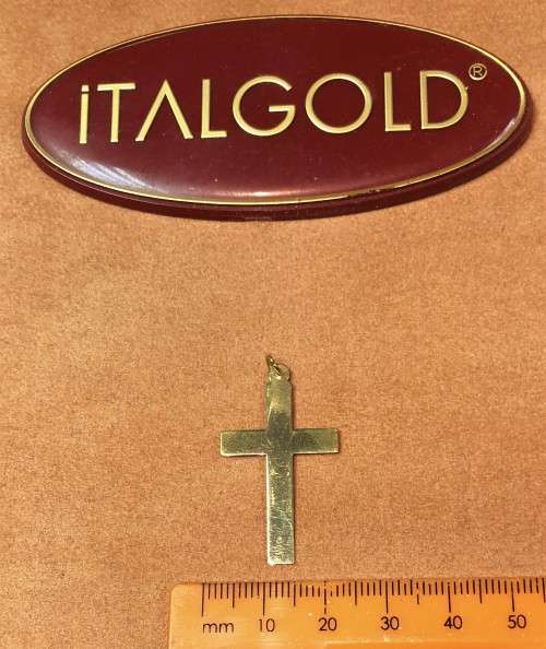 9K// 9carat solid Gold - Flat Cross 38 mm long