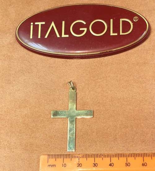9K / 9 carat solid Gold - Flat Cross 35 mm long