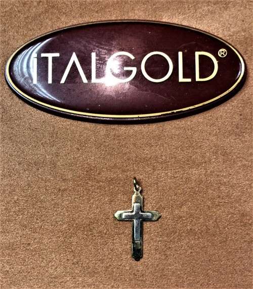 9K - genuine  solid   9 caratGold - two color -Flat Cross ------ 36 mm long-- Special promo