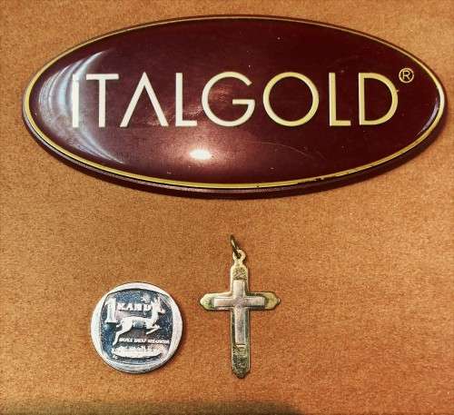 9K - genuine  solid   9 caratGold - two color -Flat Cross ------ 36 mm long-- Special promo