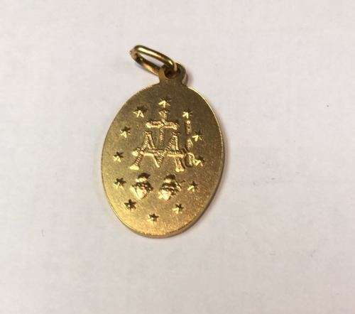 9k / solid 9carat Gold -XL Oval  pendant -Mother Mary Miracolous-- 30 mm high x  15.5 mm wide