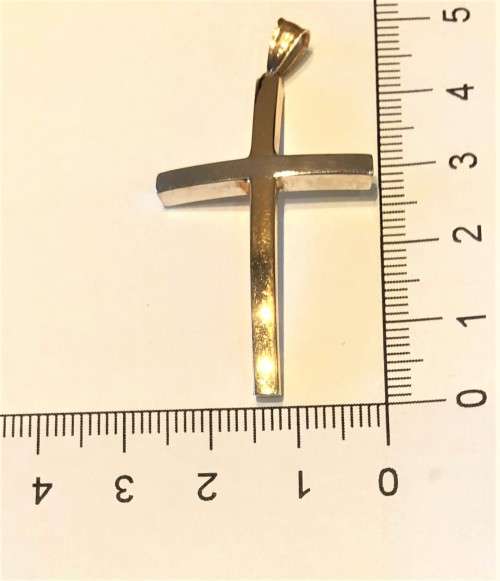 9K solid 9 carat Gold , stunning Large trendy imported Two tone gold Cross- curved square tube
