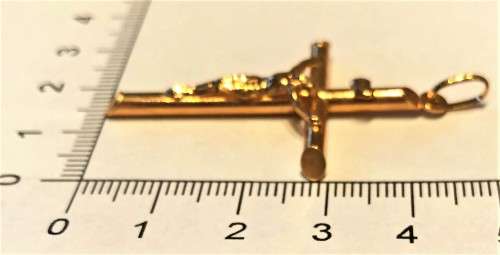 9K solid  9 carat Gold , Awesome imported Crucifix- Yellow gold Large  tubular Crucifix