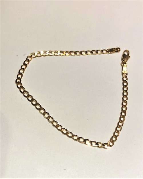 9K/ 9  carat solid Yellow  Gold,imported flat curb   bracelet -----------  cm 19 Long