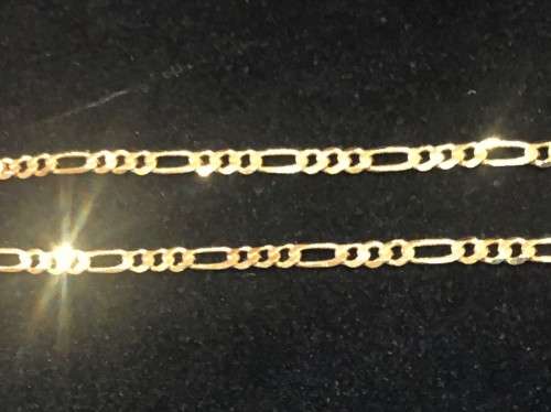 9k /solid 9 carat gold ---Yellow Figaro 3.2 mm wide link chain ------- long 50cm