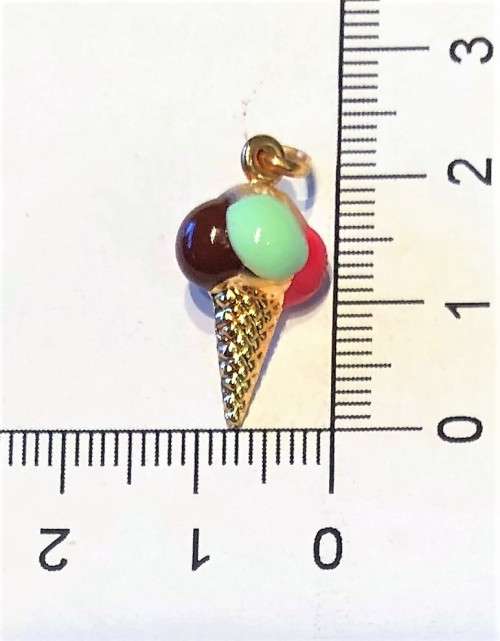 9K solid 9 carat Gold , stunning imported charm - Enamelled gelato ice cream cone