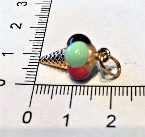 9K solid 9 carat Gold , stunning imported charm - Enamelled gelato ice cream cone