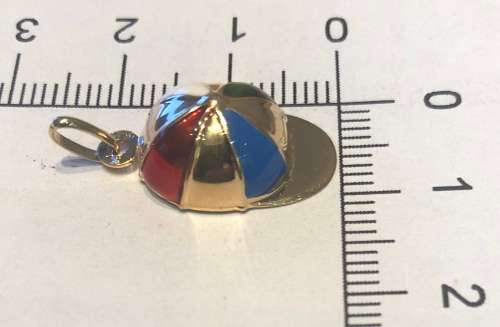 9K /solid 9 carat Gold - stunning imported charm - Enameled Jockey cap