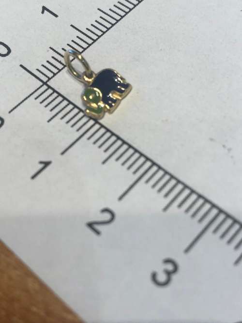 9K solid  9 carat Gold- stunning imported charm -enamelled small elephant
