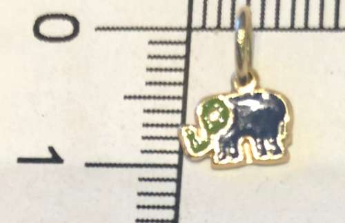 9K solid  9 carat Gold- stunning imported charm -enamelled small elephant