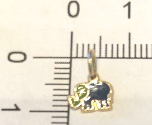 9K solid  9 carat Gold- stunning imported charm -enamelled small elephant