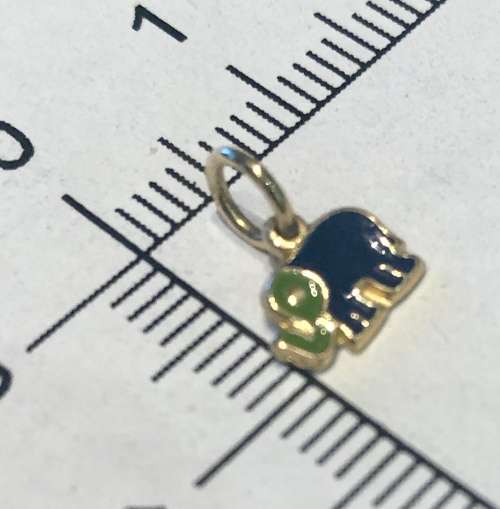 9K solid  9 carat Gold- stunning imported charm -enamelled small elephant