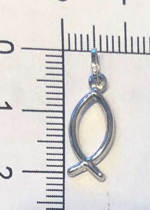 9K solid  9 carat Gold , stunning pendant --imported charm -White gold Fish cut out Reborn christian