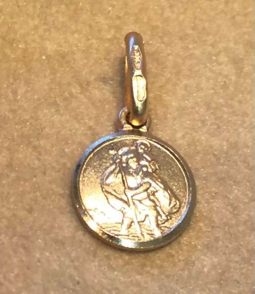 9k solid 9  carat  Gold - Saint Christopher   8 mm wide