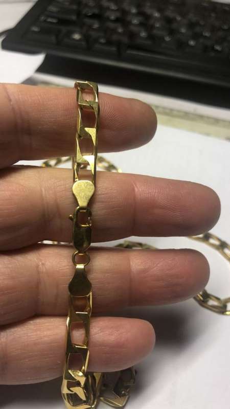9K -- 9 carat solid Gold - Gents square links Necklace 65 cm. long - 6.5 mm. wide