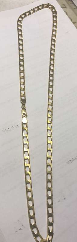 9K -- 9 carat solid Gold - Gents square links Necklace 65 cm. long - 6.5 mm. wide