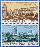San Marino - year 1977 unmounted 2val -complete set MNH-100 years  Bucharest