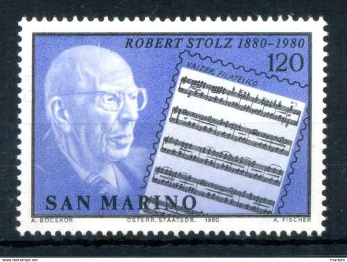 San Marino - year 1980 unmounted 1  val -complete set MNH-Music Robert Stoltz