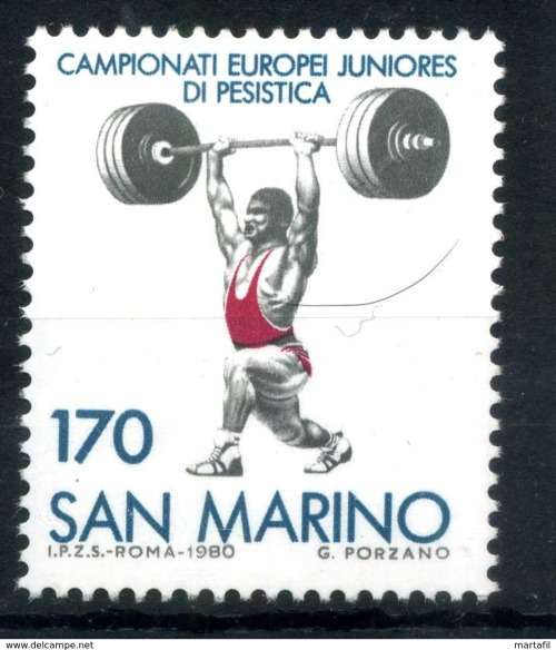 San Marino - year 1980 unmounted 1  val -complete set MNH-Weight lifting