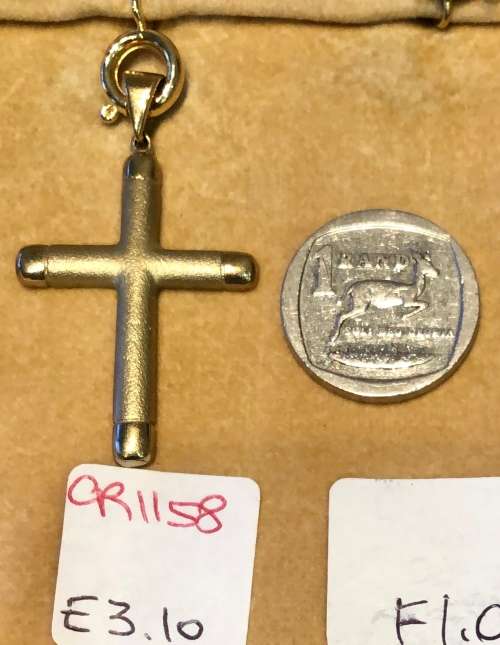 9K / solid 9 carat Gold - Imported Large matt finish cross ----- long 40 mm