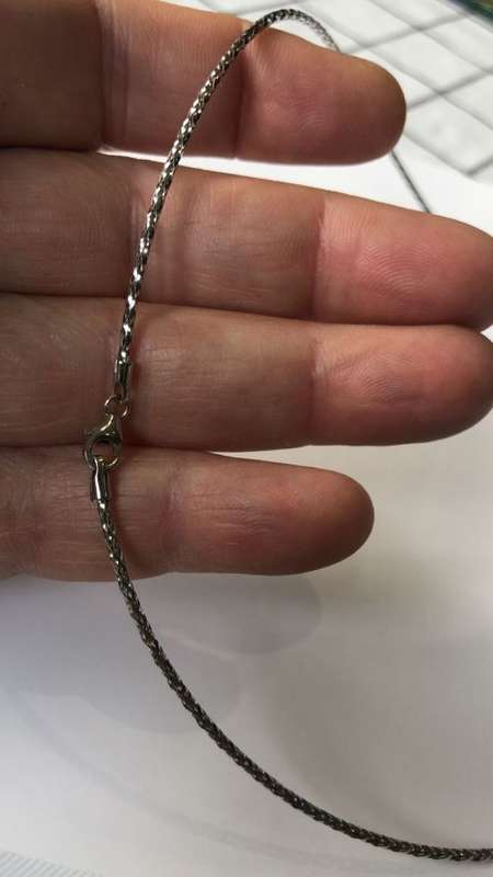 9K/Genuine9 carat solid, white Gold Necklace,flexible round necklace cm 45long-clearanceon special