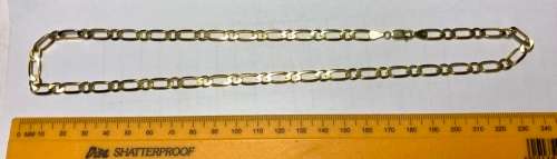 9K solid 9 carat----Imported gold Necklace, Figaro links -----5 ,5 mm. wide ---- cm.50 long
