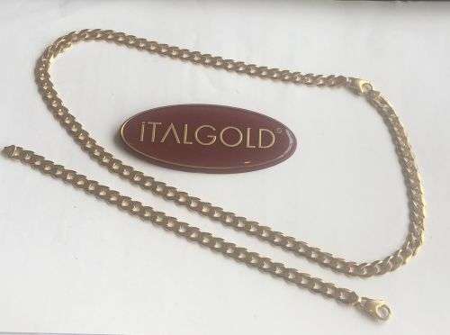 9k genuine,solid 9 carat Yellow Gold, Gents necklace cm50- bracelet cm 21.5 -- mm 7.5 wide