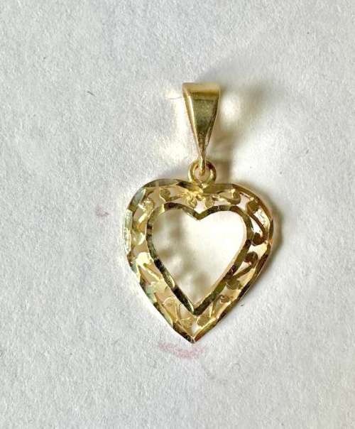 9K solid 9 carat Yellow Gold - imported Large Filigree Heart pendant