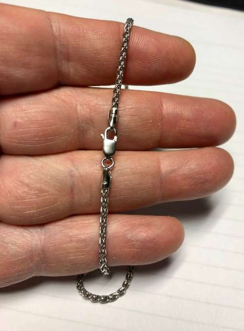 9k solid 9 carat white Gold --- imported Round wheat link 2.0 mm. wide Necklace --cm 50