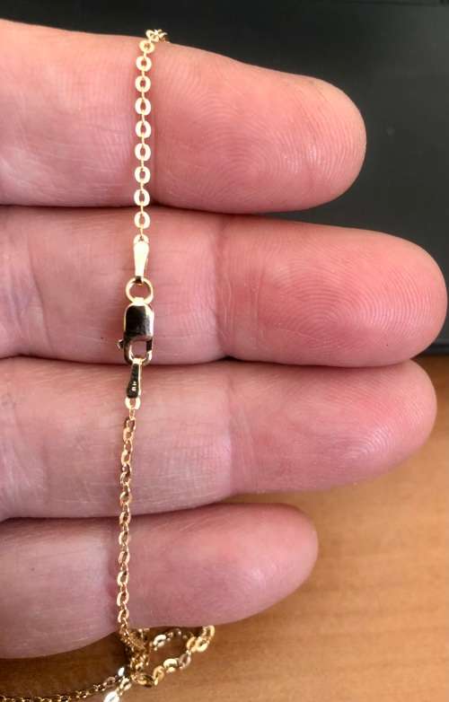 genuine 9 carat - Imported fine flat Round Links Anchor links,gold necklace --- cm 40-clearance item