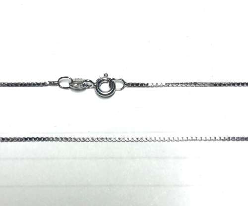 9K- Genuine 9 carat genuine , white Gold Necklace , square Box link -- cm 45 long - 1.1 mm wide