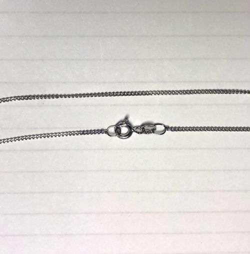 9K- solid 9 carat white gold , pendant Necklace , curb link cm45 long - 1.1 mm wide