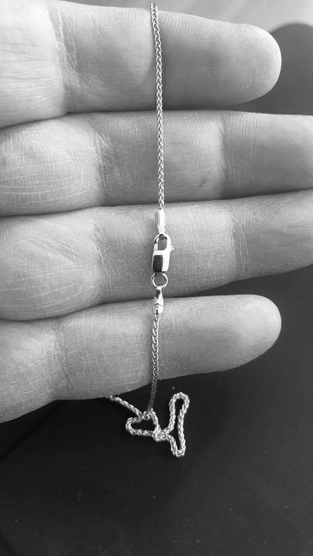 9k solid 9 carat white Gold --- imported Round wheat link Necklace --cm55x 1.0 mm. wide