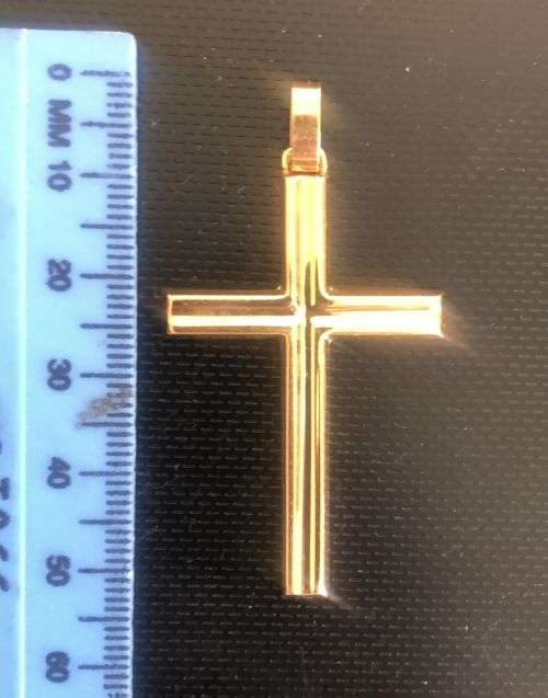 9K solid 9 carat Gold , imported Extra Large size , yellow gents Cross