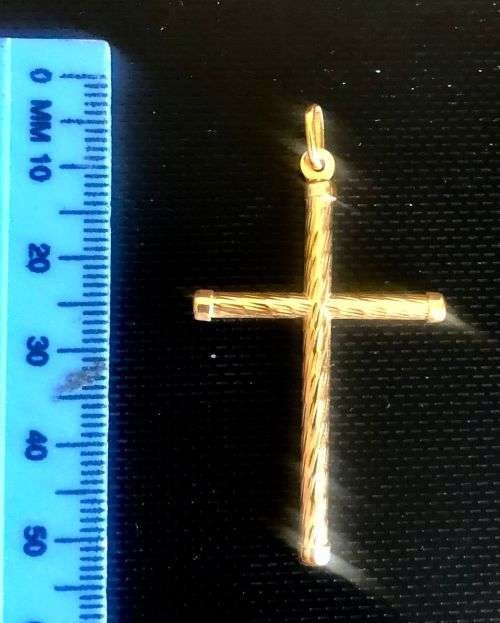 9K /solid 9 carat Gold , imported Large size , yellow Tubular Cross