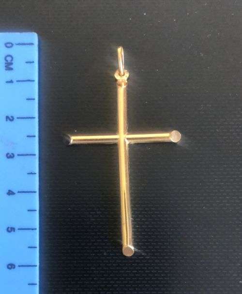 9K/ solid 9 carat Gold , imported Extra Large size , yellow gents round tubular Cross
