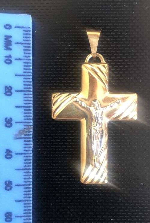 9k solid genuine  9 carat Gold -Imported Large Yellow Crucifix---------- 50 mm long x 30 mm wide
