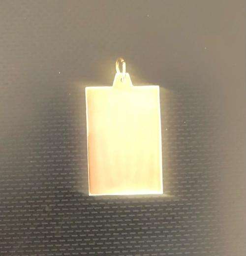 9k solid 9 carat Gold Disc - rectangular ID Tag --- 23 x 16 mm wide