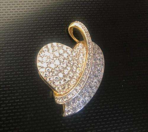 9k solid 9 carat Yellow Gold - Handmade Multistone Large Heart---32 x 24 mm wide
