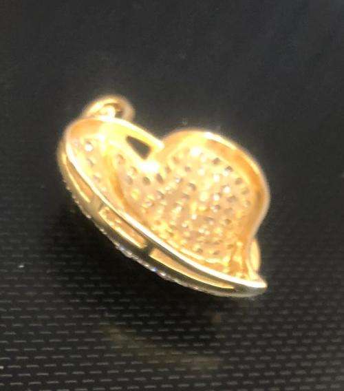 9k solid 9 carat Yellow Gold - Handmade Multistone Large Heart---32 x 24 mm wide