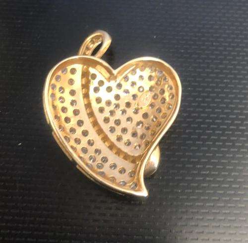 9k solid 9 carat Yellow Gold - Handmade Multistone Large Heart---32 x 24 mm wide