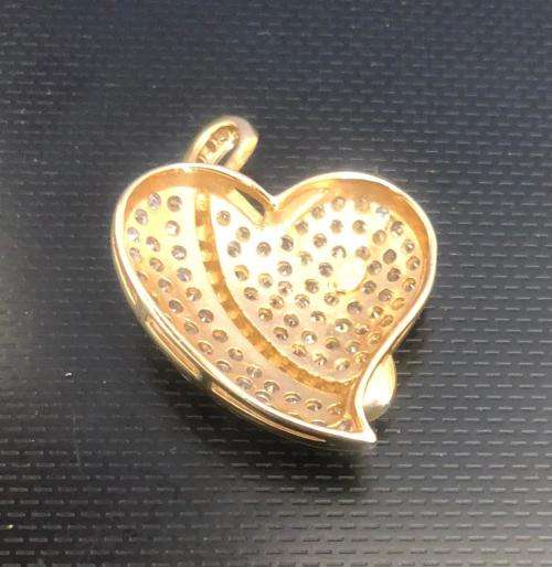 9k solid 9 carat Yellow Gold - Handmade Multistone Large Heart---32 x 24 mm wide