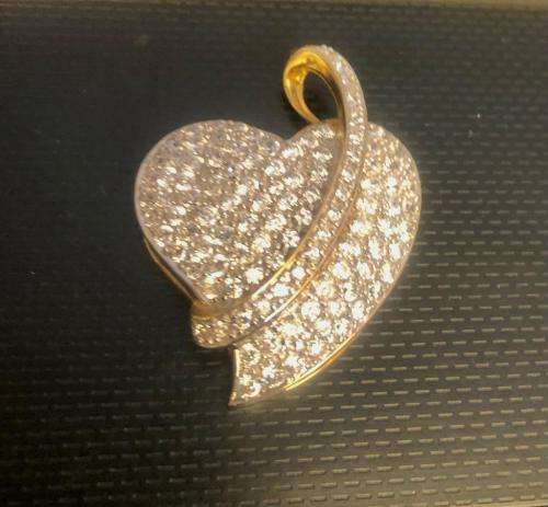 9k solid 9 carat Yellow Gold - Handmade Multistone Large Heart---32 x 24 mm wide