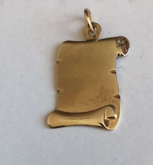 9K solid 9 carat Gold- stunning Scroll Disc- satin finish