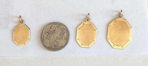 9Kt solid, 9 carat Gold- stunning Octagonal Disc----satin and shiny finish