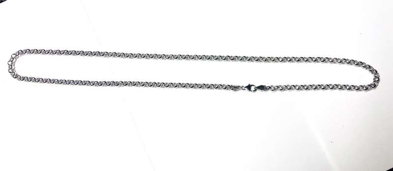 18kt 18 carat genuine White Gold -Rolo link ---- cm 45 necklace ---5.0 mm wide